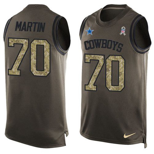 Nike Cowboys #70 Zack Martin Green Men's Stitched NFL Limited Salute To Service Tank Top Jersey - Click Image to Close
